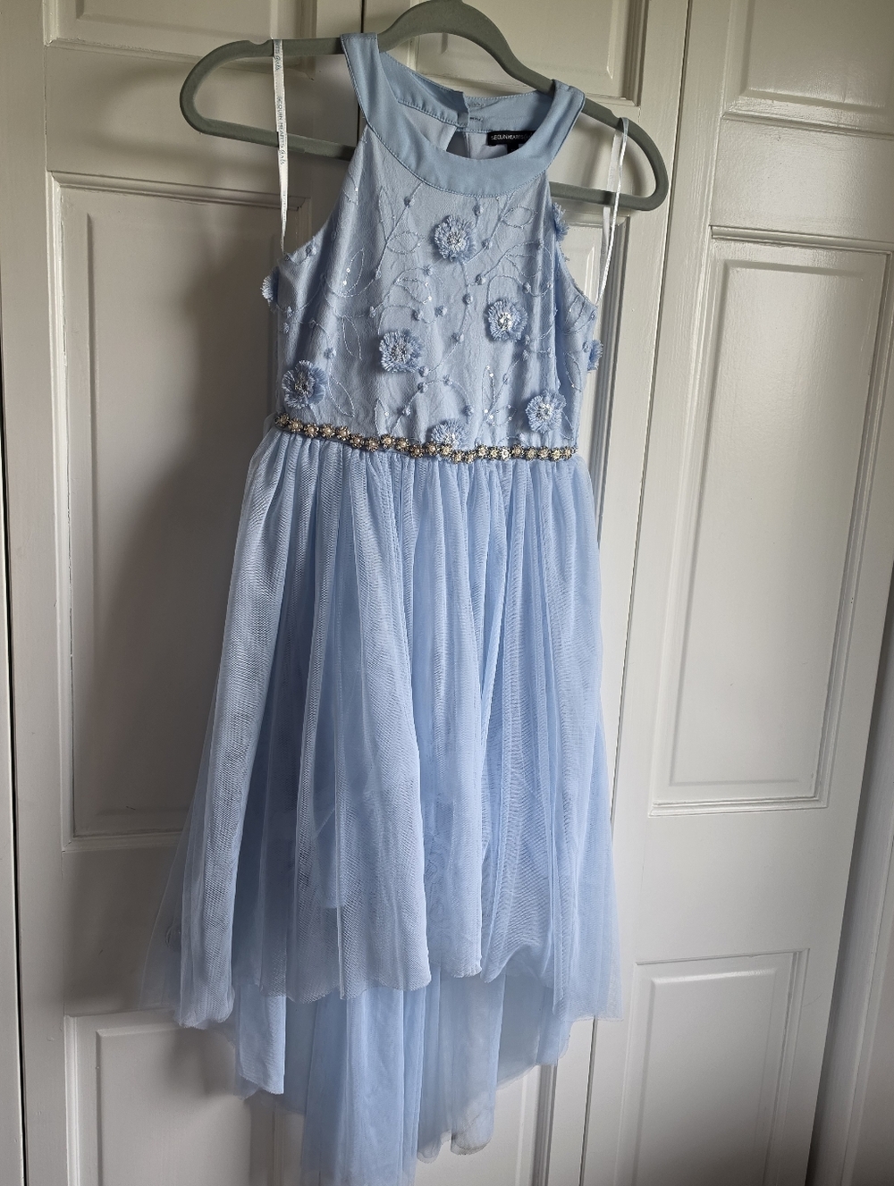 Sequin Hearts Girls Halter Dress Floral Sequin Top Tulle Overlay Dance